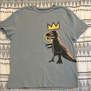 Uniqlo Jean-Michel Basquiat Kids Dinosaur Graphic Art T-Shirt Blue/Green sz 12